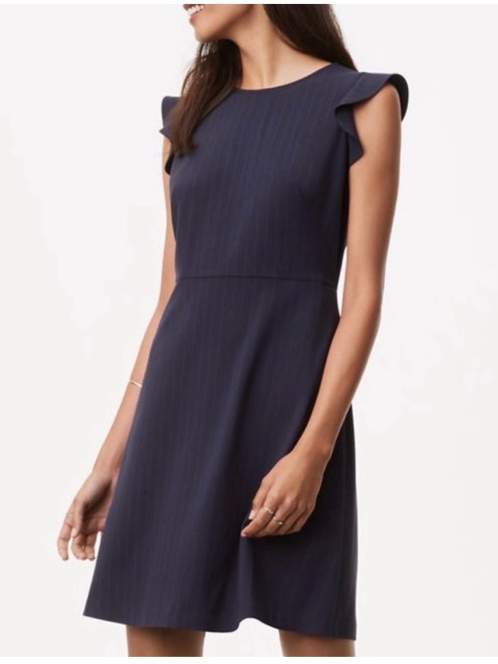 LOFT Navy Flutter-Sleeve Mini Dress